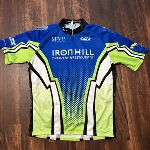 Louis Garneau Cycling Jersey Mens Sz L 1/2 zip back pockets iron hill brew euc